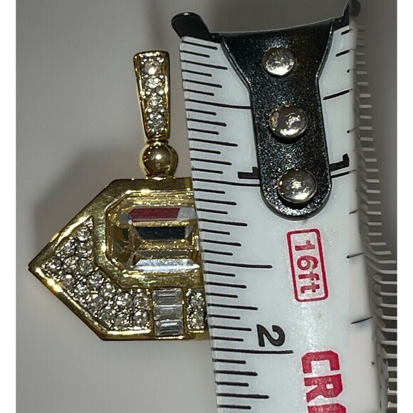 Carolee Goldtone Cubic Zirconia Pendant Slide Glam Mob Wife - Picture 7 of 8